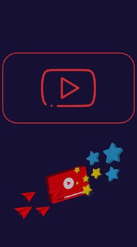 a youtube icon with stars flying around it