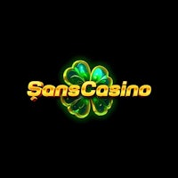 the logo for sans casino on a black background