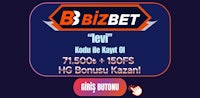 a banner for bbizbet with a blue background